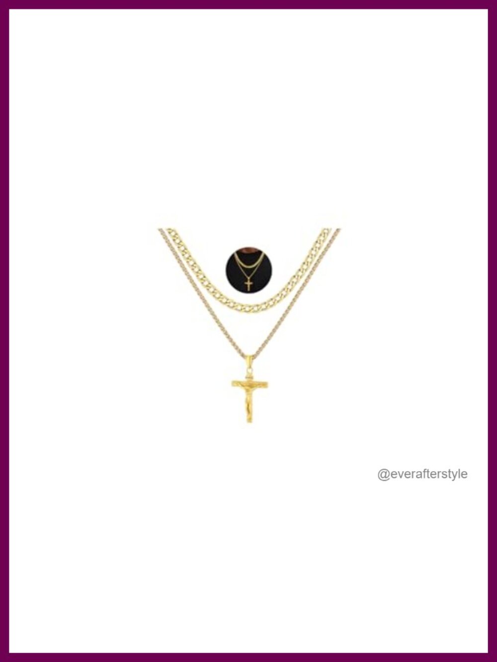 Stainless Steel Crucifix Cross Necklace Set Men Religious Gift